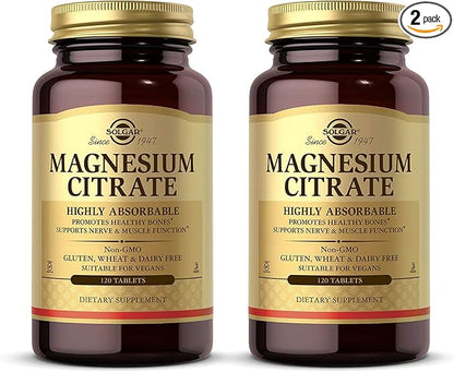 Solgar - Magnesium Citrate, 120 Tablets, Supports Nerve and Muscle Function - 2 Pack