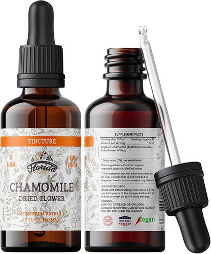 Chamomile Tincture, Organic Chamomile Extract (Matricaria Recutita) Flowers