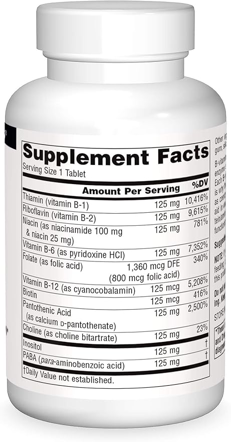 Source Naturals B-125, 125 mg B-Vitamins for Energy Production Support - 60 Tablets