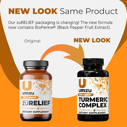 UMZU Turmeric Curcumin Supplement | Joint Comfort 7 Natural Ingredients - Bromelin, Boswellia & BioPerine Black Pepper | Supports Joint Health & Immunity (30 Day Supply | 60 Capsules)