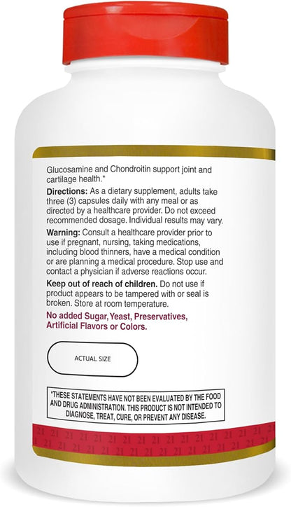 21st Century Glucosamine Chondroitin 500/400mg - Double Strength, cp 210 Count