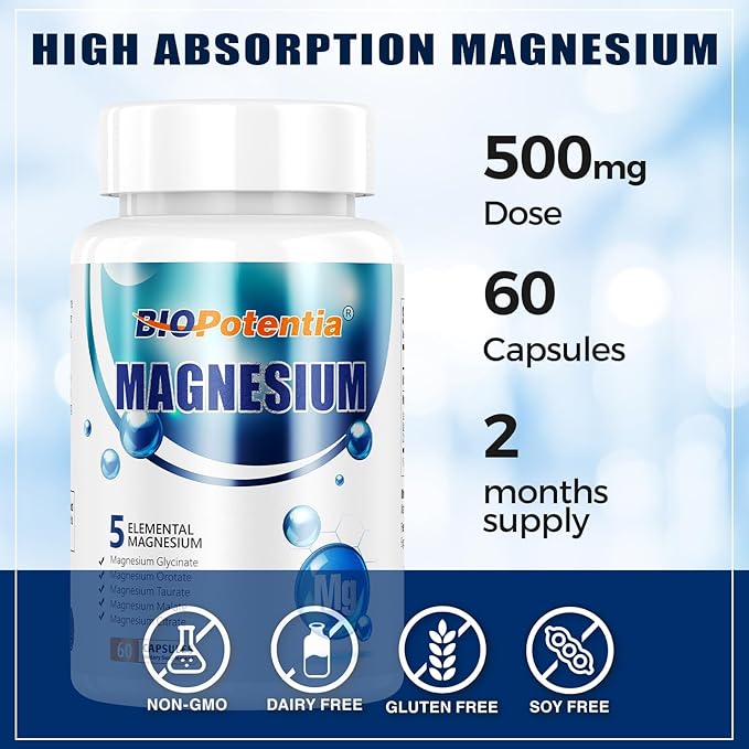 Magnesium Breakthrough Supplement - Has 5 Forms of Magnesium: Glycinate, Orotate,Taurate,Malate, Citrate- Support Sleep, Heart Health, Muscles, and Metabolism (60 Capsules (Pack of 1))
