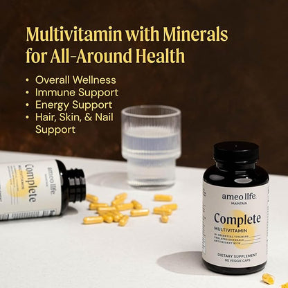 Chelated Daily Multivitamins for Adult Men and Women - Multi Vitamin Supplement with Zinc, Biotin, Iodine, Chromium, Manganese and Vitamins A, B6, B12, C, D and E - 60 Capsules