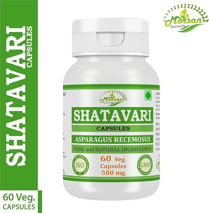 Morsan Shatavari (Asparagus Racemosus) Capsules | Combo Pack of 2 x 60 x 500 mg. Veg. Capsules (2)