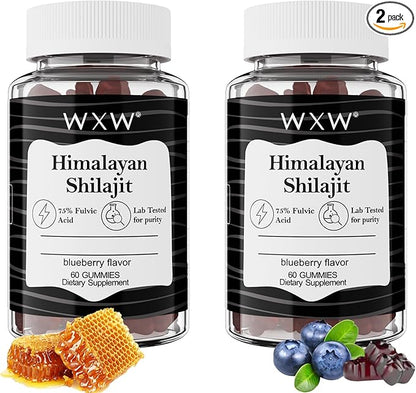 WXW Shilajit Gummies Pure Himalayan Organic Manuka Honey MGO +263 High Potency for Men & Women 85+ Trace Minerals 75% Fulsive Acid Lab Tested 120 Gummies