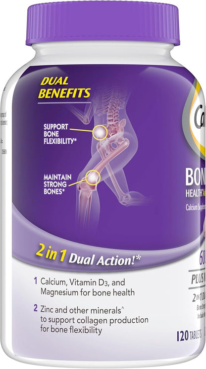Caltrate 600 Plus D3 Plus Minerals Calcium and Vitamin D Supplement Tablets, Bone Health and Mineral Supplement for Adults - 120 Count (Packaging may vary)