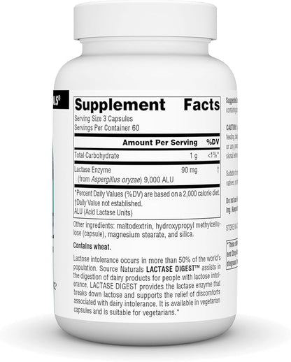 Source Naturals Lactase Digest, for Lactose Intolerance* - 180 Capsules