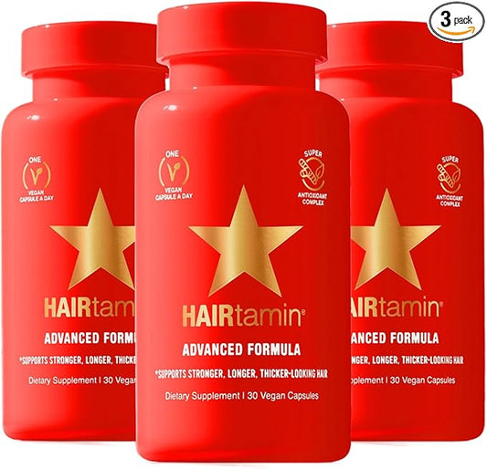 HAIRtamin Advanced Formula Hair Vitamins for Women & Men | Vegan 5000 Mcg Biotin Capsules Vitamin Supplement | Hair Skin and Nail Capsule Supplement to Promote Hair Growth & Thickness | 90 Count