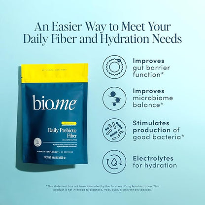 Daily Prebiotic Fiber Lemonade with Electrolytes - 7g Per Serving - Soluble Fiber Supplement Powder for Women & Men - Digestive Health, Gut Health & Hydration - Sugar Free - 30 Servings
