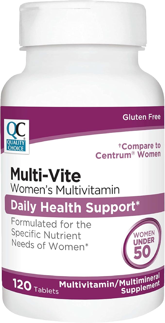 Quality Choice Womens Multi-Vite, Multivitamin Tablets for Daily Health Support Formulated for Women Under 50 in 120 Count Bottles