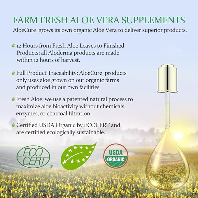 AloeCure Organic Aloe Vera Capsules, 130,000mg Inner Aloe Leaf Equivelant per Serving, Support Gut, Digestive, & Immune Health, Helps Maintain Balanced Stomach Acidity, Aloin Free, 60Caps x 3Btl
