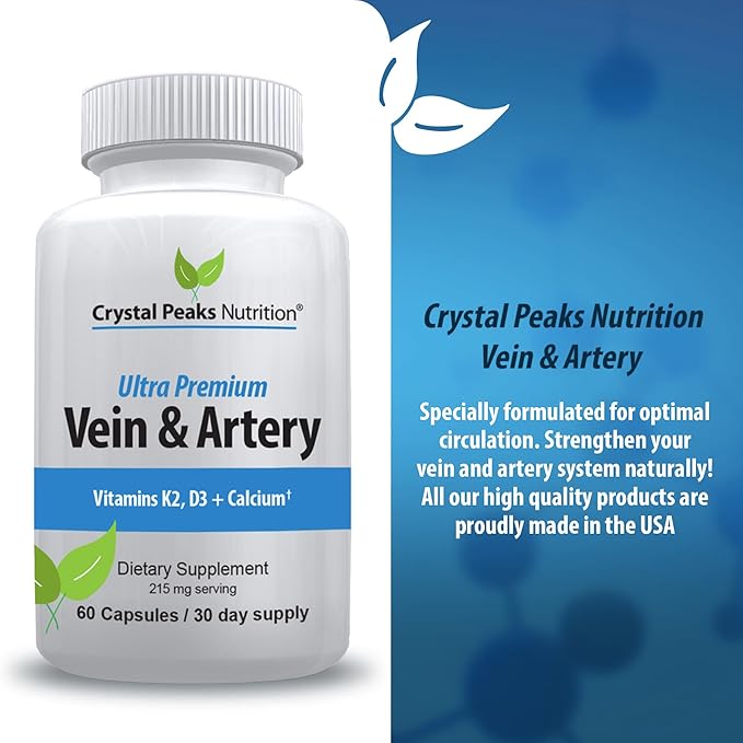 Vein & Artery Supplement - Blood Flow Supplement with Calcium - Blood Circulation Support for Men, Women - Circulation and Vein Support - 60 ct