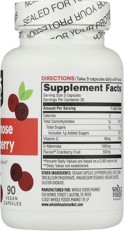 365 by Whole Foods Market, D-Mannose with Cranberry, 90 Count