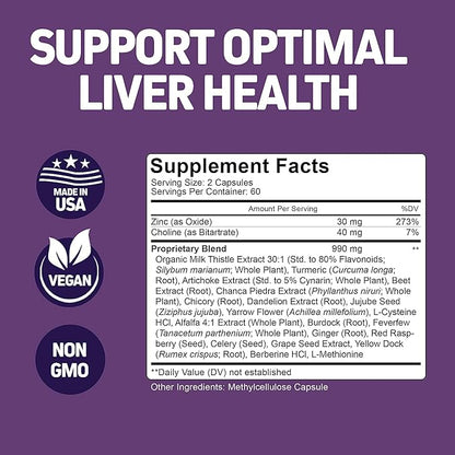 Herbtonics Liver Cleanse Detox & Repair | 20-in-1 Liver Detox Complex | Milk Thistle Supplement with Artichoke, Dandelion, Turmeric, Berberine | Dose for Your Liver | 240 Vegan Capsules