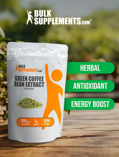 BulkSupplements.com Green Coffee Bean Extract Powder - Green Coffee Bean Supplements, Green Coffee Bean Powder - Energy Support, Gluten Free, 800mg per Serving, 5kg (11 lbs) (Pack of 5)