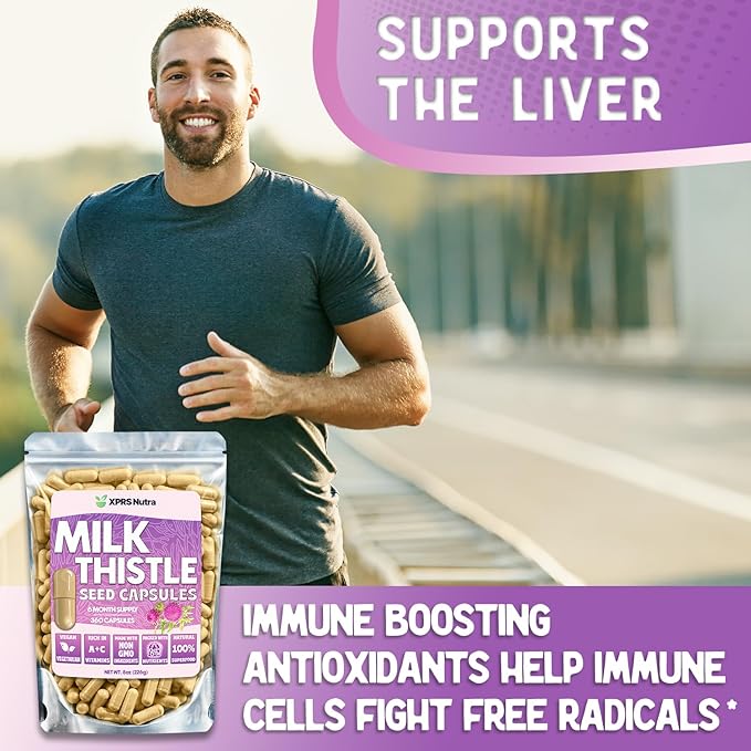 Milk Thistle Seed Capsules - 360 Count (6 Month Supply) Premium Milk Thistle Supplement Rich in Silymarin to Support the Liver and Digestion - Pure, Non-GMO Cardo Mariano Milk Thistle Pills