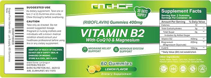 Vitamin B2 Gummies - 400mg Riboflavin Supplement for Adults & Kids