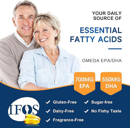 Omega 3 Fish Oil 1500mg with DHA & EPA Fatty Acids, 97% Omega 3 Supplement 120 Softgel –Burpless for Heart, Brain & Joint Health