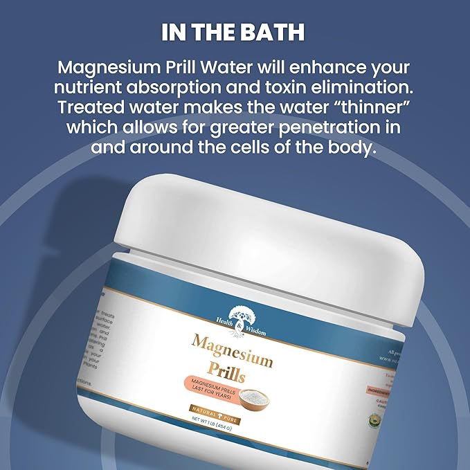 Health and Wisdom Magnesium Prills - Structured Water Devices, Magnesium Laundry Beads, Topical Magnesium, Precious Mineral, Magnesium Water, Deionized Water, Magnesium Soak - 16 Ounces