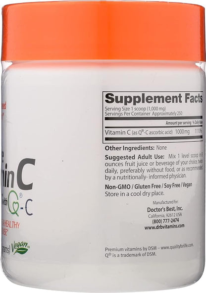 Doctors Best Vitamin C with Quali-C Powder, Non-GMO, Vegan, 250 Grams (Pack of 1)