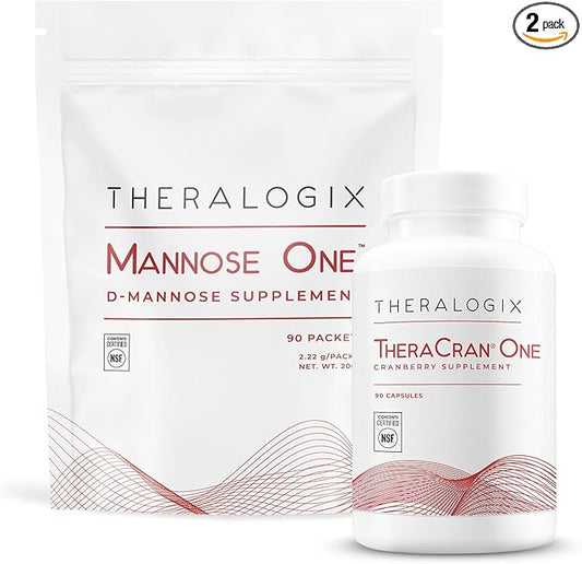 Theralogix TheraCran One + Mannose One Bundle, 90 Count & 7.05 Ounce (Pack of 2)