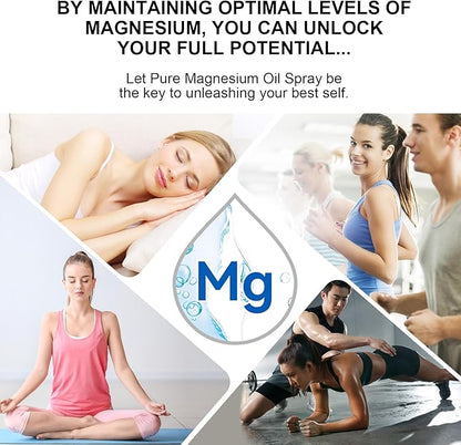 Pure Magnesium Oil Spray,Topical Magnesium Oil Spray-Made with Concentrated Pure Magnesium Chloride Oil 2 fl oz