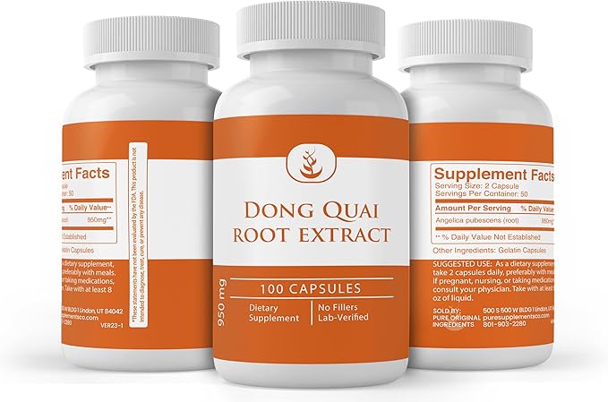 Pure Original Ingredients Dong Quai Root Extract, (100 Capsules) Always Pure, No Additives Or Fillers, Lab Verified