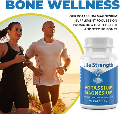 Life Strength Magnesium Potassium Complex Supplement - 90 Capsules - High Absorption Magnesium Support Vascular Health & Leg Cramp