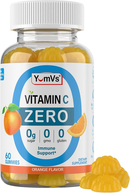 Yum-Vs - Zero Sugar Vitamin C Gummies for Adults & Kids - 250 mg VIT C Immune Support Gummy Vitamins - Sugar Free Chewable Vitamin C Gummy Supplement - High Potency Vegetarian Vitamin C Boost (60)