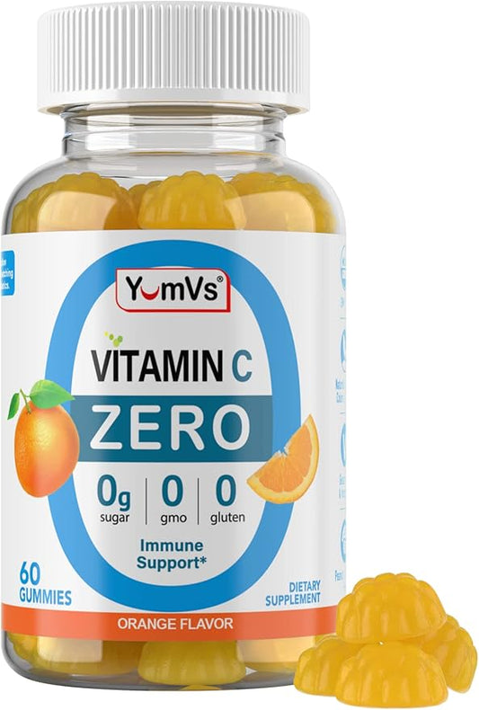 Yum-Vs - Zero Sugar Vitamin C Gummies for Adults & Kids - 250 mg VIT C Immune Support Gummy Vitamins - Sugar Free Chewable Vitamin C Gummy Supplement - High Potency Vegetarian Vitamin C Boost (60)