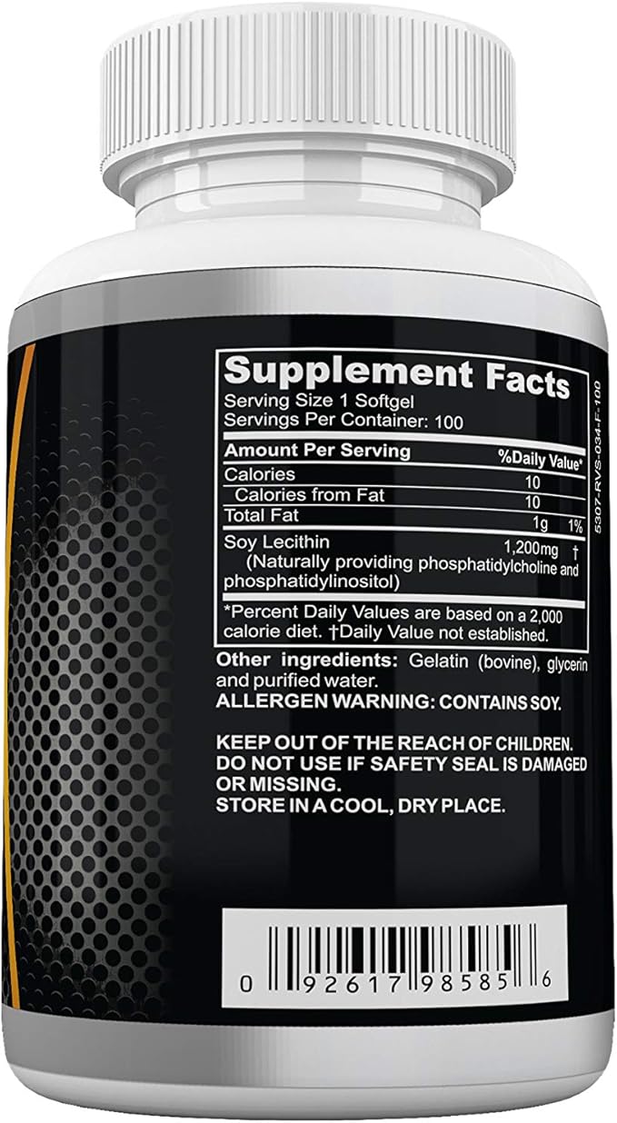 Soy Lecithin Capsules 1200mg (One a Day, 100 Softgels) Immune Support Supplement Rich in Phospholipids Supports Metabolism, Brain & Heart Health & Cell Functions Made in The USA Non-GMO by Neonutrix