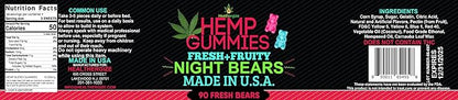 Hemp Gummies for Sleep-High Potency Calm Relaxation Night-Time, Peace and Relaxation, Fruity Gummy Bear Edibles, Good Mood, Restful Bedtime-Natural Hemp Oil Omega-Made in USA