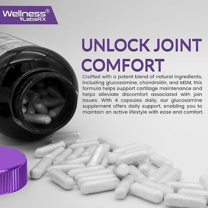 Glucosamine Chondroitin MSM - 4000mg - Joint Support Supplement, Glucosamine Chondroitin Capsules, Helps with Back Pain, Knee Pain Relief, Joint Pain Relief Supplements Triple Strength - 120 Count