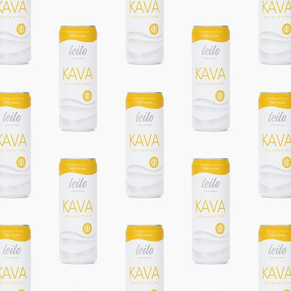LEILO | Kava Powered Pina Colada Mocktail Drink | 12-Pack - Sugar-Free & Non-ALC Functional Relaxation Support | 12 fl oz Cans (Pack of 12)
