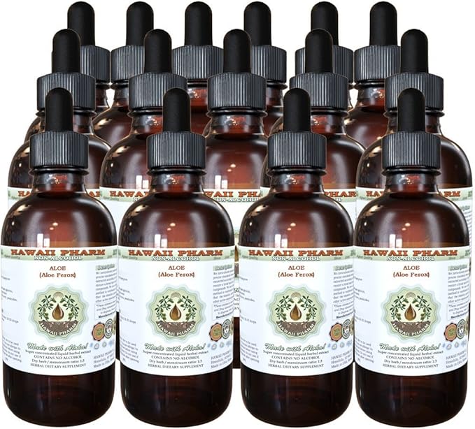 Aloe Alcohol-Free Liquid Extract, Aloe (Aloe Ferox) Dried Leaf Glycerite Hawaii Pharm Natural Herbal Supplement 15x4 oz