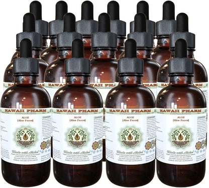 Aloe Alcohol-Free Liquid Extract, Aloe (Aloe Ferox) Dried Leaf Glycerite Hawaii Pharm Natural Herbal Supplement 15x4 oz