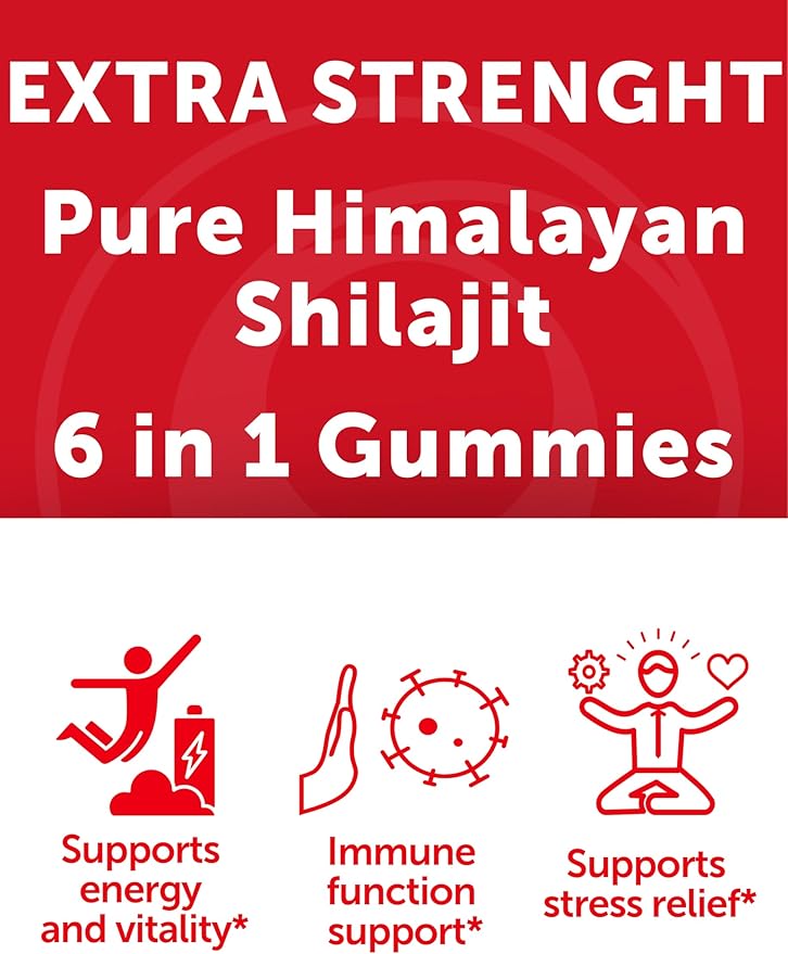 Lunakai USA Made Pure Shilajit Gummies 1200mg with Ashwagandha & Chaga - Himalayan Shilajit for Men & Women, Energy & Vitality Support, 60ct