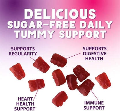 Fiber Supplement Gummies - Sugar-Free Daily Gummy for Adults Digestive Health & Regularity Support - 4g Prebiotic Plant Based Fiber Supplements Blend for Women & Men - Raspberry Flavor - 60 Gummies