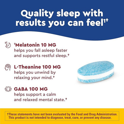 Nature Made Wellblends Sleep Longer, Melatonin 10mg, L theanine 100 mg, and GABA 100mg, Sleep Supplement, 35 Tri-Layer Tablets