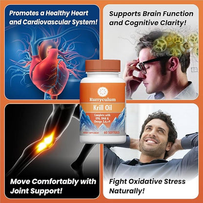 Krill Oil Softgels, 60 Count, with EPA, DHA & Omega 3,6,9