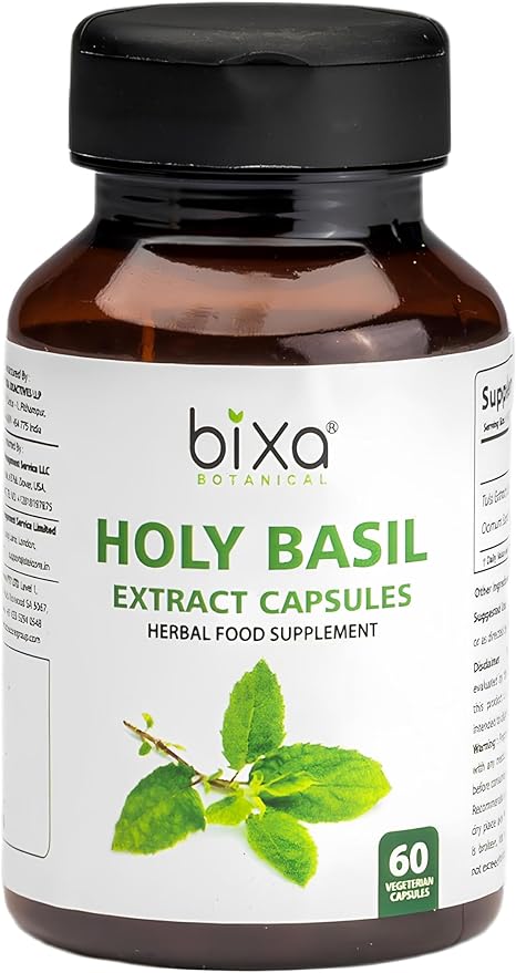 bixa BOTANICAL Holy Basil Extract Veg Capsules 60 Count (450mg) (Tulsi/Tulasi) | Herbal Supplement to Anti-Oxidant | Immunity Booster.