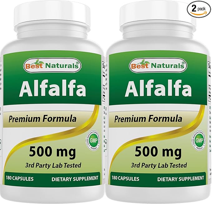 Best Naturals Alfalfa Green Super Food 500 mg 180 Capsules (180 Count (Pack of 2))