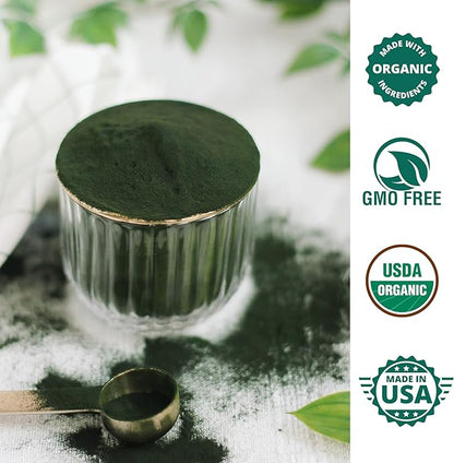 Chlorella Spirulina Powder Organic | Super Greens Powder and Smoothie Mix | Rich in Chlorophyll for Immune Support and Energy | Raw Vegan Protein | Spirulina Chlorella Powder | 50 Servings