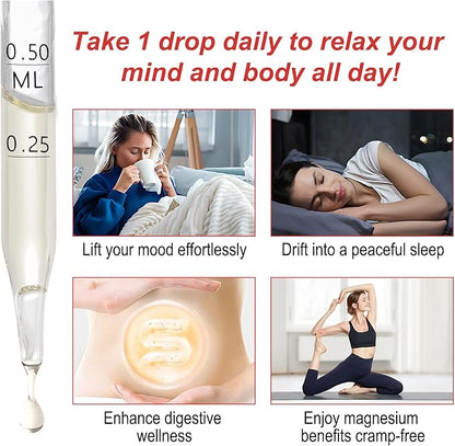 Magnesium Glycinate Liquid,Magnesium Glycinate Drops,High Absorption Magnesium Supplement with Cellulose Fiber, Bromelain,Vitamin B6,C,D Promotes Nerv,Relaxation,Sleep Support