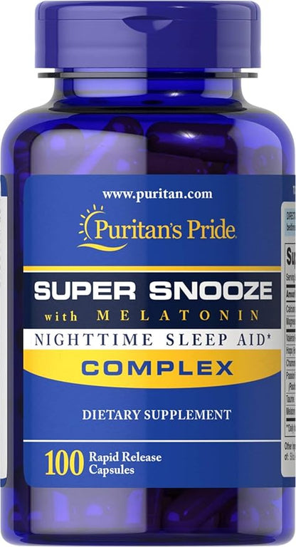Puritan's Pride Super Snooze with Melatonin Rapid Release Capsules,100 Count