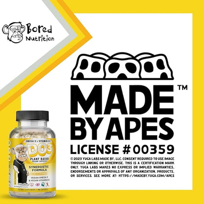 Bored Nutrition Vegan Omega 3 and Vitamin D3 Supplement 90Ct