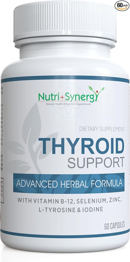 Thyroid Support - with L-Tyrosine, Iodine, Vitamins & Minerals. Supports Healthy Thyroid Function, Energy, Mood & Focus. 60 Capsules.
