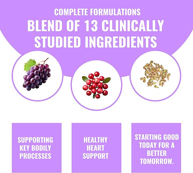 Resveratrol Supplement with Quercetin, Berberine, Grape Seed Extract & Polyphenol Blend for Skin Health, Immune Support & Antioxidant Boost