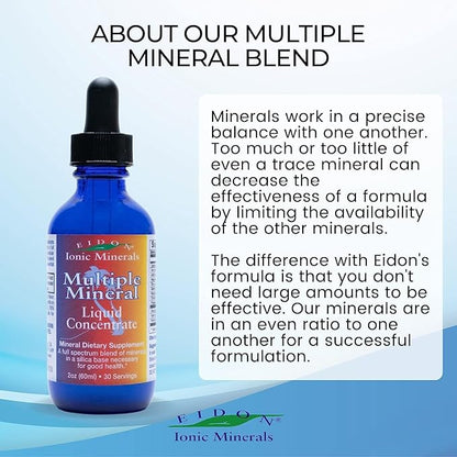 Eidon Ionic Minerals Multiple Minerals Supplement - Ionic Trace Mineral Drops for Water, Natural Liquid Vitamins to Support Heart Health and Hydration, No Preservatives - 2 oz (Pack of 2)
