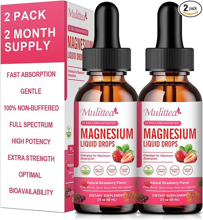 Magnesium Glycinate Liquid, High Potency Magnesium Glycinate, Citrate, Sugar Free Vegan Non-GMO Complex Supplement Promotes Nerv,Relaxation,Muscle,Sleep Support*